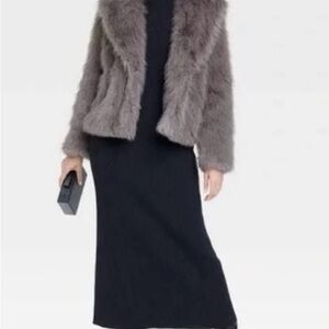 Women's Faux Fur Jacket - a New Day - Gray - Like NEW